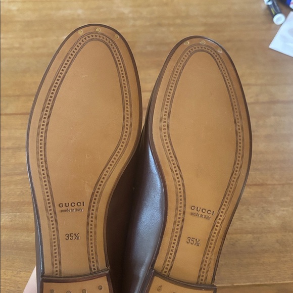 Gucci Dark Brown Leather Loafers with Gold Accent - Picture 5 of 5